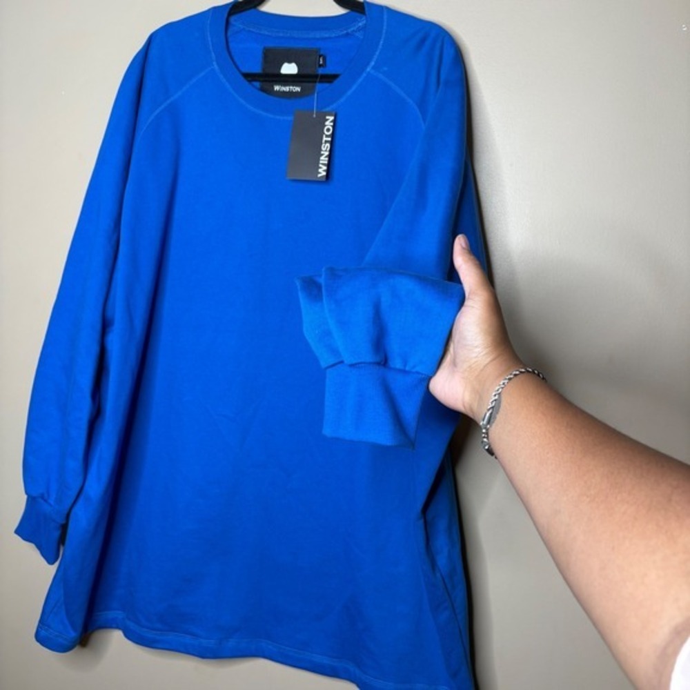 NWT$70 WINSTON Blue Long Sleeve Fleece Plush Pullover Sweater Sz 3XL
